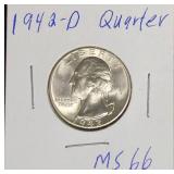 1942- D |  Washington Quarter MS66  SPECTACULAR!