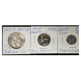 1962 - P - BU Half Quarter & Dime all from Mint Sets !