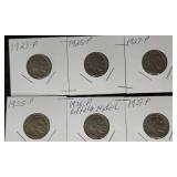 6 - Buffalo Nickels - 1923,1925,1927,1935,1936, 1937