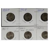 6 - Silver War Nickels | 1943-S,1944-S,1945-S,1942-P, 1943-P, 1945-P