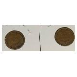 2 - Indian Cents  | 1880 & 1908