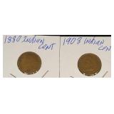 2 - Indian Cents  | 1880 & 1908