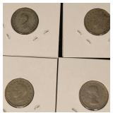 4 - Silver New Zealand Six Pence - 1945,1951,1952 & 1958