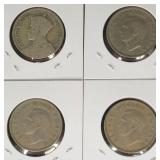 4 - New Zealand One Florin 1934  &   3 -1947