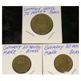 3 - German Werth Mark "Brass" 1975   &     2 - German Werth Mark "Brass" 1920