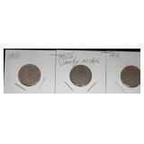 3 - Liberty Nickels | 1901, 1905 & 1911