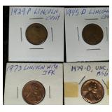 1973 Lincoln Cent with JFK MS Red ! 1974-D MS67, 1929-P & 1945-D