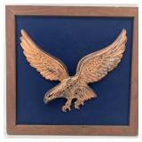 Vintage Framed Handmade Dimensional Copper Eagle Wall Decor