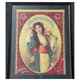 Framed Olympia Beer Advertising Print - 1907 Vintage Reproduction