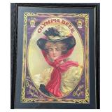 Olympia Beer Vintage Framed Advertising Print with Lady in Hat