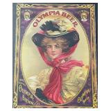 Olympia Beer Vintage Framed Advertising Print with Lady in Hat