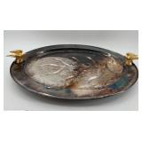 Anheuser-Busch Commemorative Silver Plated Serving Platter with Gold-Tone Eagle Handles