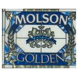 Vintage Molson Golden Stained Glass Pub Mirror
