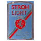 Vintage Stroh Light Beer Mirror Sign with Wooden Frame