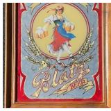 Vintage Blatz Beer Advertising Mirror with Wooden Frame