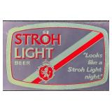 Vintage Stroh Light Beer Mirror Sign