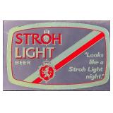 Vintage Stroh Light Beer Mirror Sign