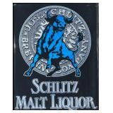 Schlitz Malt Liquor Framed Mirror Sign with Bull Logo