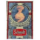 Vintage Schmidt Beer Stained Glass Mirror Sign
