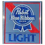 Vintage Pabst Blue Ribbon Light Beer Mirror Sign