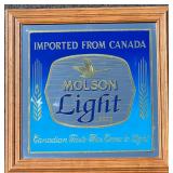 Vintage Molson Light Beer Bar Mirror Sign