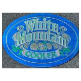 Vintage White Mountain Cooler Mirror With Blue Trim