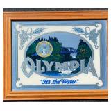 Vintage Olympia Beer Mirror with Scenic Design