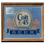Colt 45 Beer Premium Metal Sign with Wood Frame