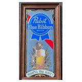 Pabst Blue Ribbon Beer Vintage Light-Up Sign with Wood Frame
