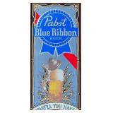 Pabst Blue Ribbon Beer Vintage Light-Up Sign with Wood Frame