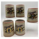 Set of 5 Olympia Beer Ceramic Mugs Made in Brazil