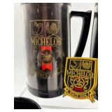 Set of 4 Michelob Mugs with Coasters and Collectible Patches
