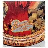 Set of 6 Budweiser Pilsner Beer Glasses and 1971 Budweiser Girl Tin Tray