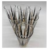Set of 5 Mid-Century Modern Glasses with Geometric Design