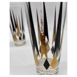 Set of 5 Mid-Century Modern Glasses with Geometric Design