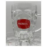 Set of 8 Watneys Glass Beer Mugs with Logo