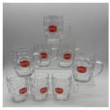 Set of 8 Watneys Glass Beer Mugs with Logo