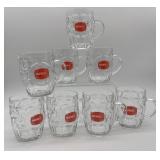 Set of 8 Watneys Glass Beer Mugs with Logo