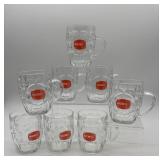 Set of 8 Watneys Glass Beer Mugs with Logo