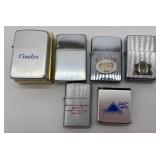 Collection of 6 Vintage Metal Lighters with Unique Designs