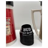 Budweiser Collectible Set with Mugs, Buttons, and Hero #1 Plate