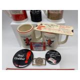 Budweiser Collectible Set with Mugs, Buttons, and Hero #1 Plate