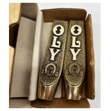 Pair of OLY Vintage Heavy Brass Beer Tap Handles with Ornate Design