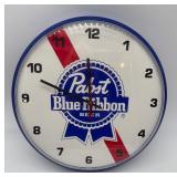 Pabst Blue Ribbon Plastic Wall Clock with Logo Design