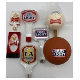 Collection of 7 Budweiser and Bud Light Beer Tap Handles