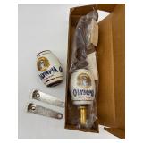 2 Olympia Beer Taps 1 with Handle and Box with 2 Olympia Bottle Openers
