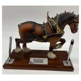 Vintage Budweiser Clydesdale Display Model with Plastic Case and Dual Pen Set
