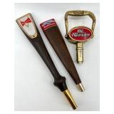 Set of 3 Vintage Beer Tap Handles - Budweiser & Old Milwaukee