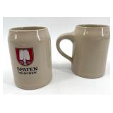 Spaten and Hacker-Pschorr Beer Stein Collection with Wall Banner