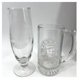 Set of 6 Beer Glasses with Framed Vintage Bar Sign